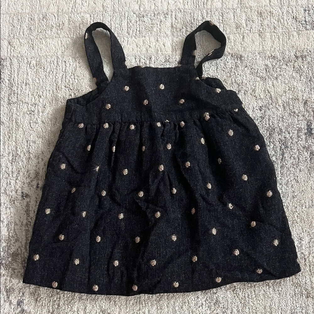 Zara Baby Black Sleeveless Dress with Gold Polka Dots - 12/18mo